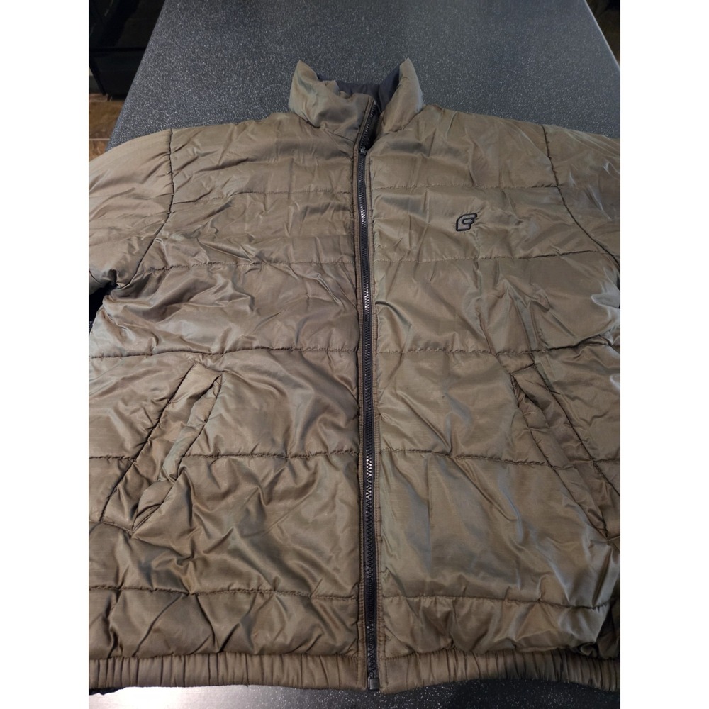 Free World Funk Reversible Puffer Vest Brown Black Zip Up Quilted Men's Size XL